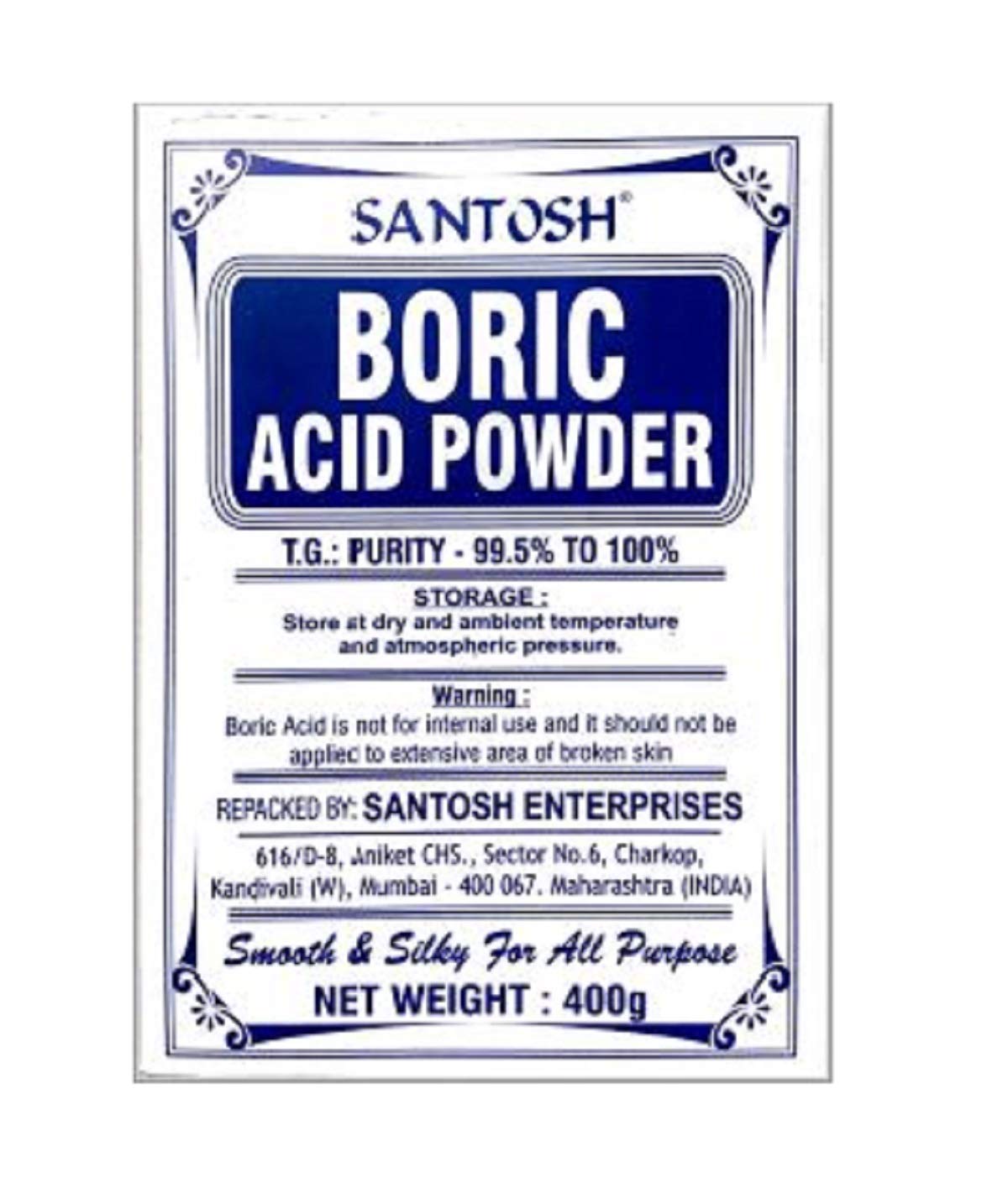 Santosh Boric Acid Powder 400g for Cockroach and All Purpose - Technical Grade (2)