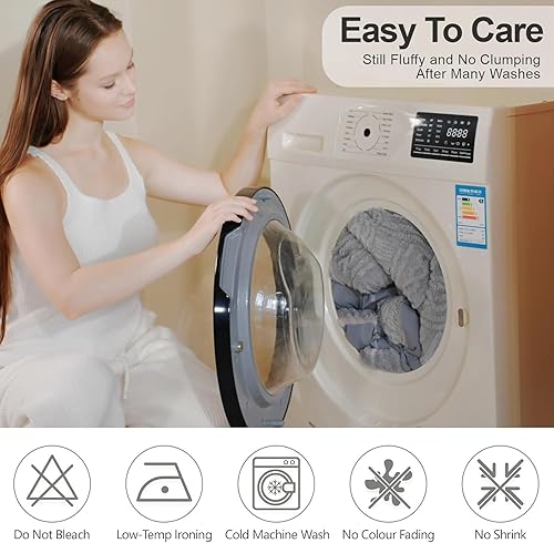 Miniatura 4 de Homelike Moment Juego de edredón mullido tamaño Queen, edredón gris cálido para invierno, tamaño Queen, juego de cama de 3 piezas