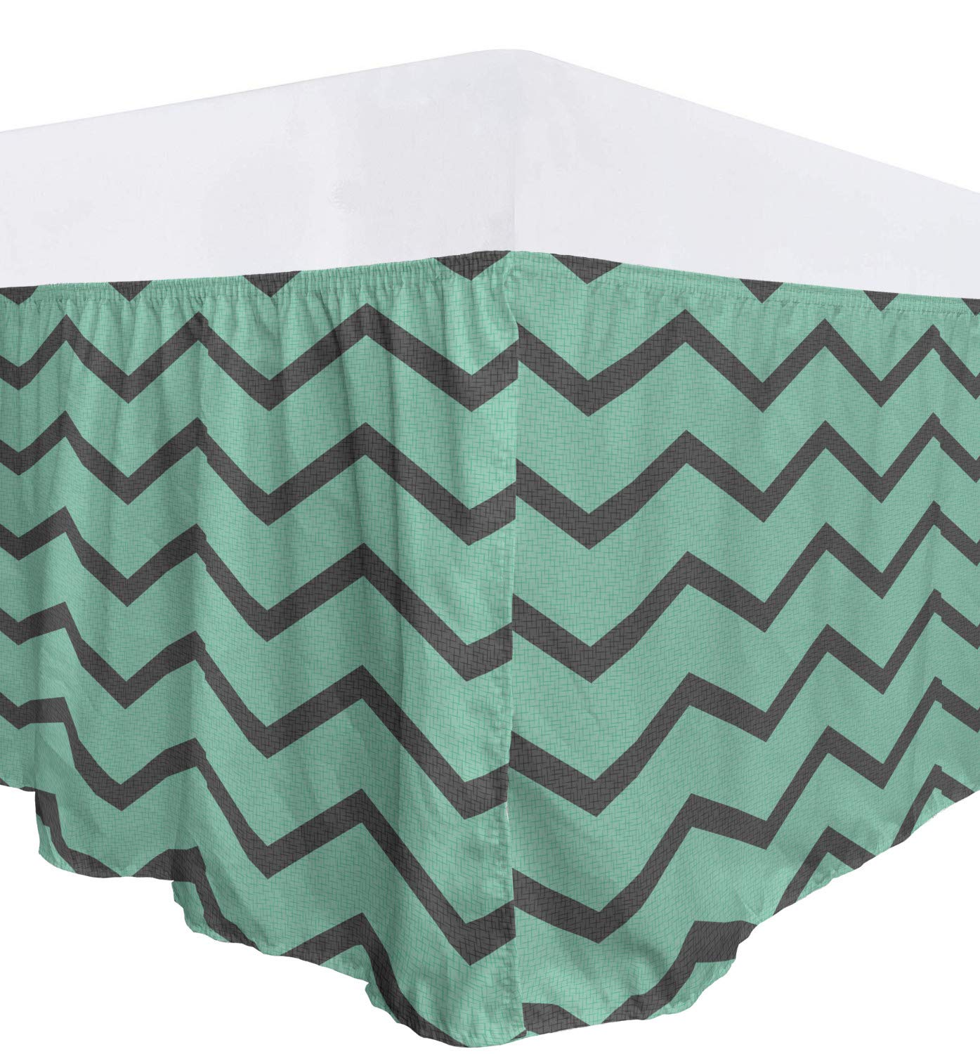 Ambesonne Grey Chevron Bed Skirt Retro Zigzags Pattern with Long Corners at Variable Angles Minimalist Art Elastic Bedskirt