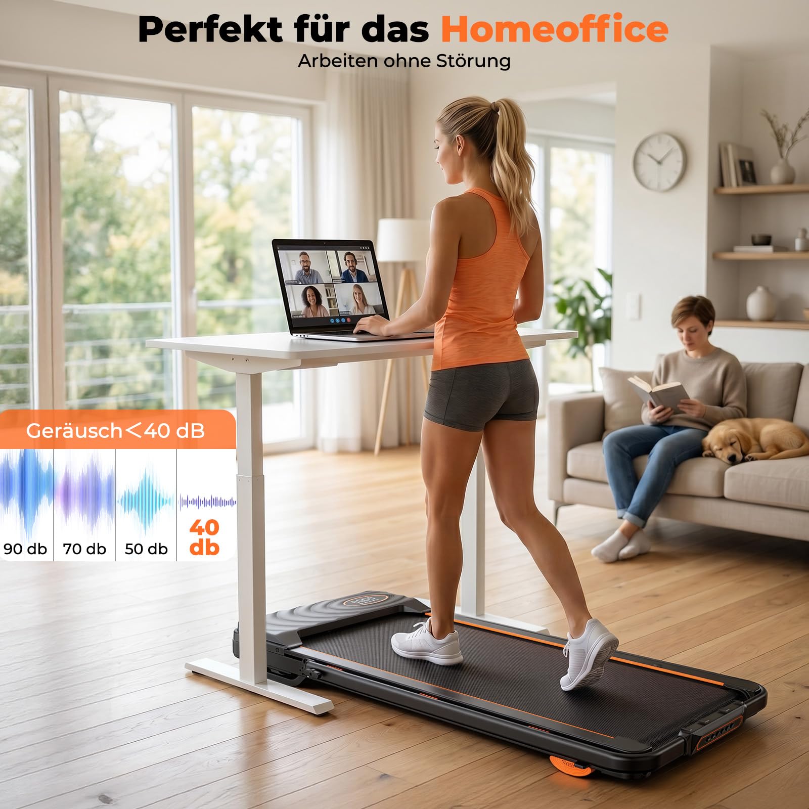Walking Pad mit 16% automatischer Steigung, Laufband mit Steigung für Zuhause, 12 km/h, 2,5 PS Motor unter 40 dB, Walking Pad klappbar mit App & Bluetooth Lautsprecher, LED-Display, bis 136 kg