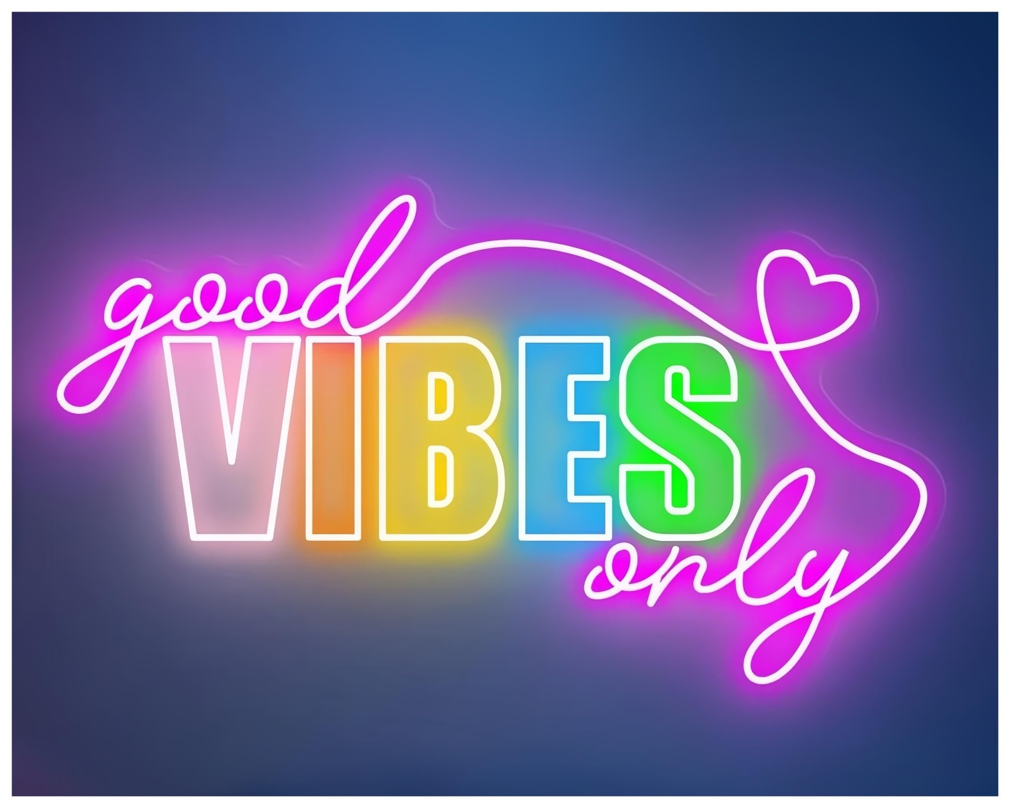 SHOUXI Sign Lamp Good Vibes Only Neon Sign,Wedding Decor Bar Decor(E,60cm)