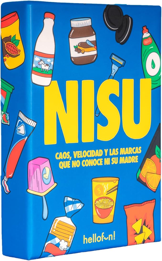 Juegos de Mesa Adultos | NISU | El Juego de Cartas con Las Marcas Que NISU Madre Conoce | Rápido y caótico | Regalo niños | Una Idea de Hellofun! | 2-6 Jugadores | Duración: 10 min | +8 con descuento