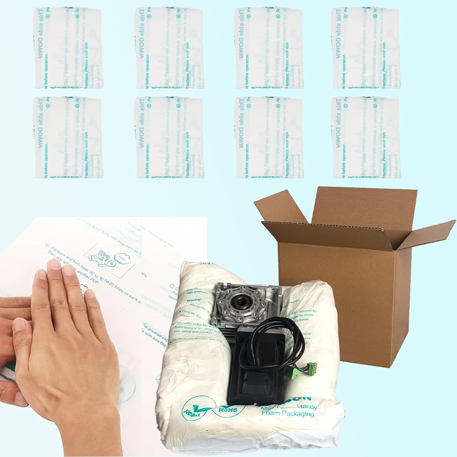 8 Pcs 14"x16" Expanding Packing Foam, Heavy Duty Shockproof Protective Shipping Material for Irregular & Fragile Items, PCs, Electronics, Ceramics, Glasses, Cups, Moving & Storage of Delicate Models