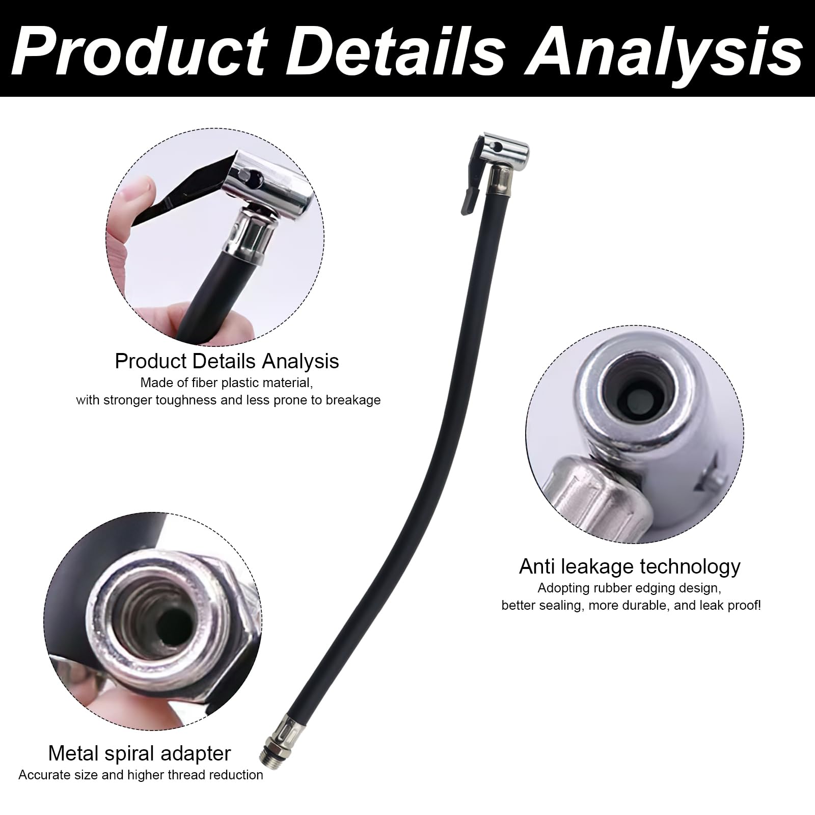 36cm Tubo Flessibile per gonfiaggio Pneumatici Tubo di prolunga per Pompa d'Aria Tubo di Prolunga per Gonfiaggio Pneumatici per Pneumatici Auto Bicicletta Motociclo