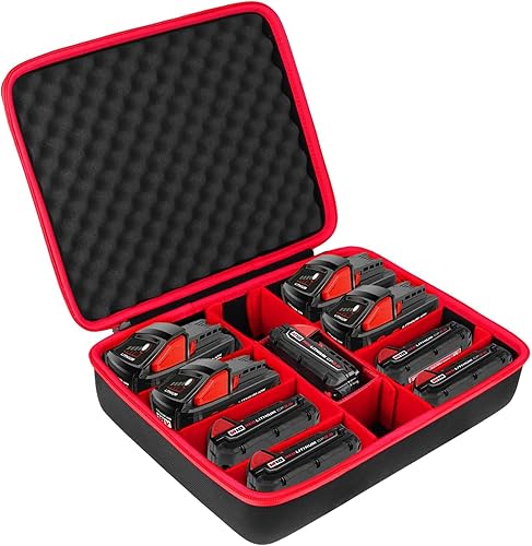 khanka Soporte de caja de almacenamiento de batería dura, funda de transporte de repuesto para Milwaukee M12 M18 18V y cargador - Capacidad para