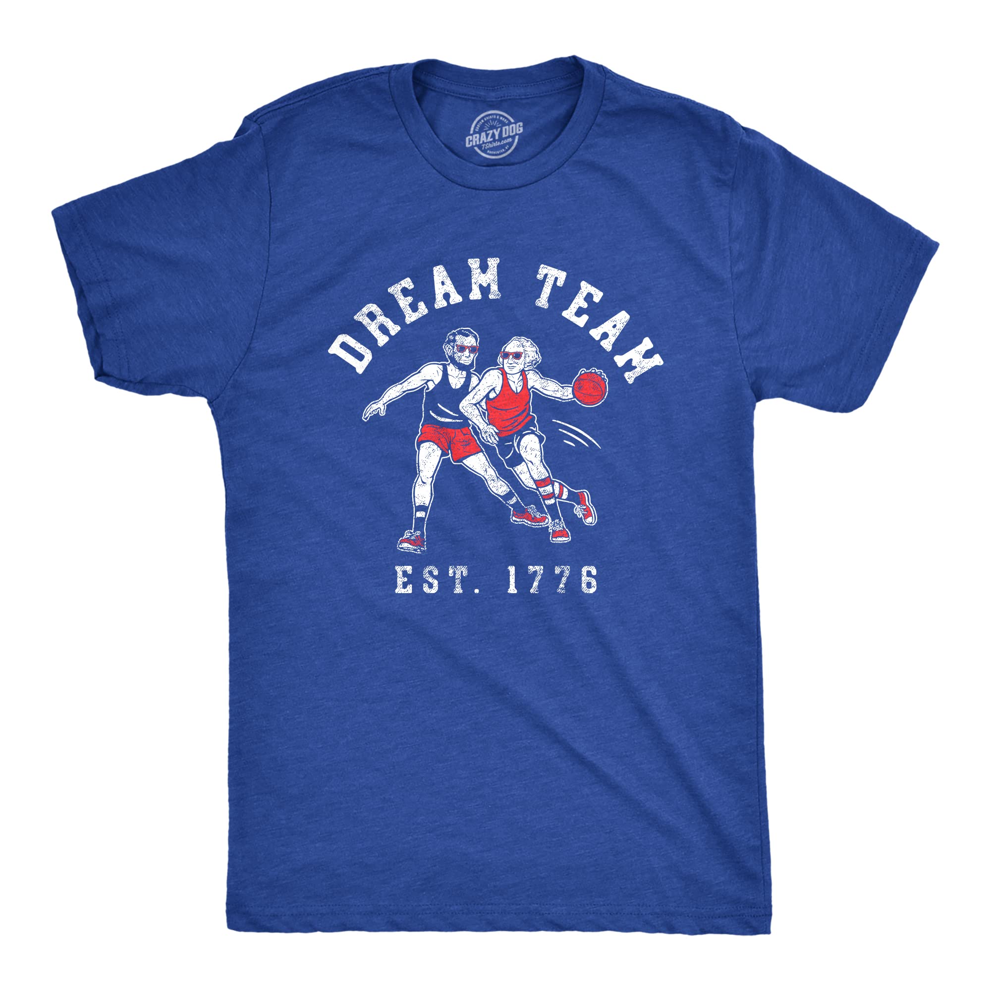 Crazy Dog T-ShirtsMens Dream Team 1776 T Shirt Funny George Washington Abe Lincoln Graphic Tee for Guys
