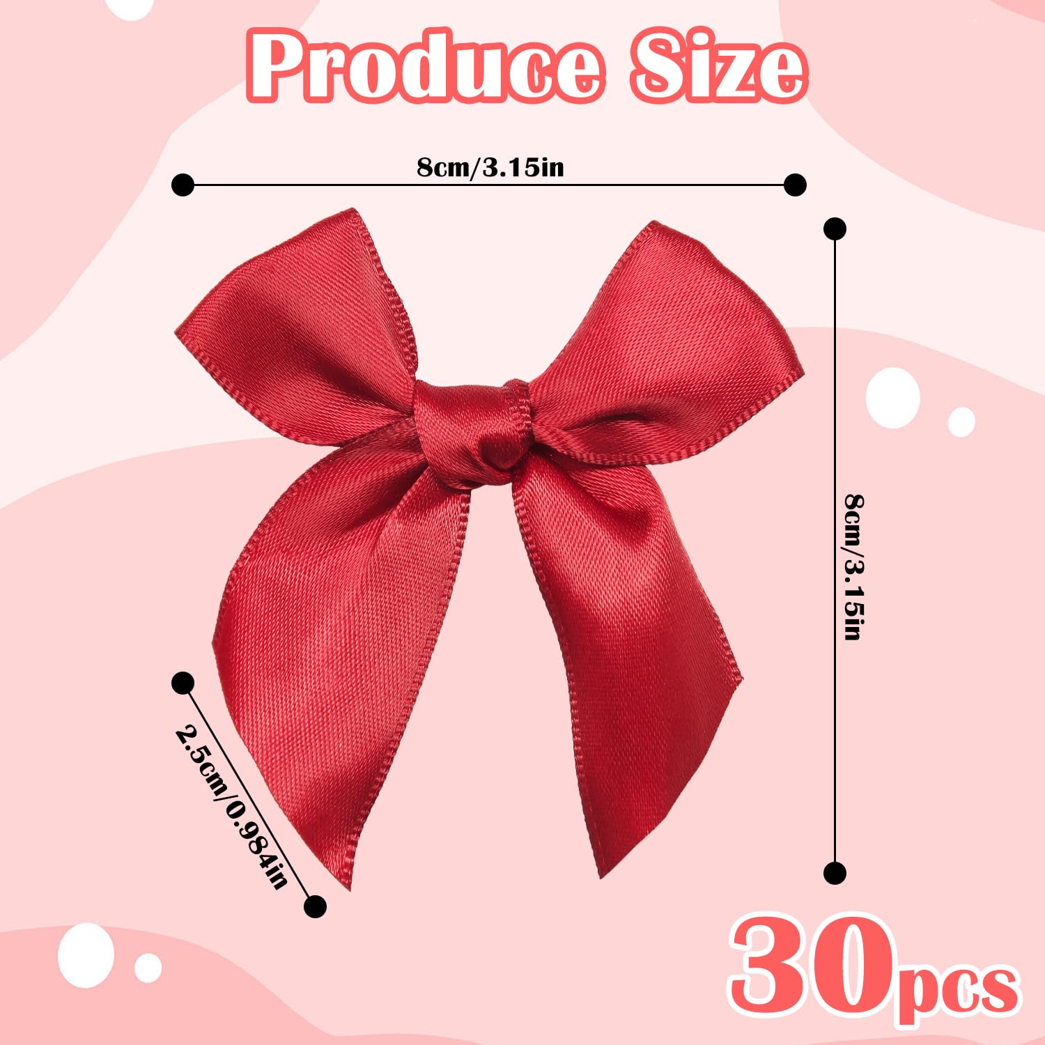 30 Lazos Rojos, Lazos para Árbol de Navidad, Accesorios para Envolver Regalos, Pequeños Lazos Rojos para Manualidades, Boda y Decoración Navideña