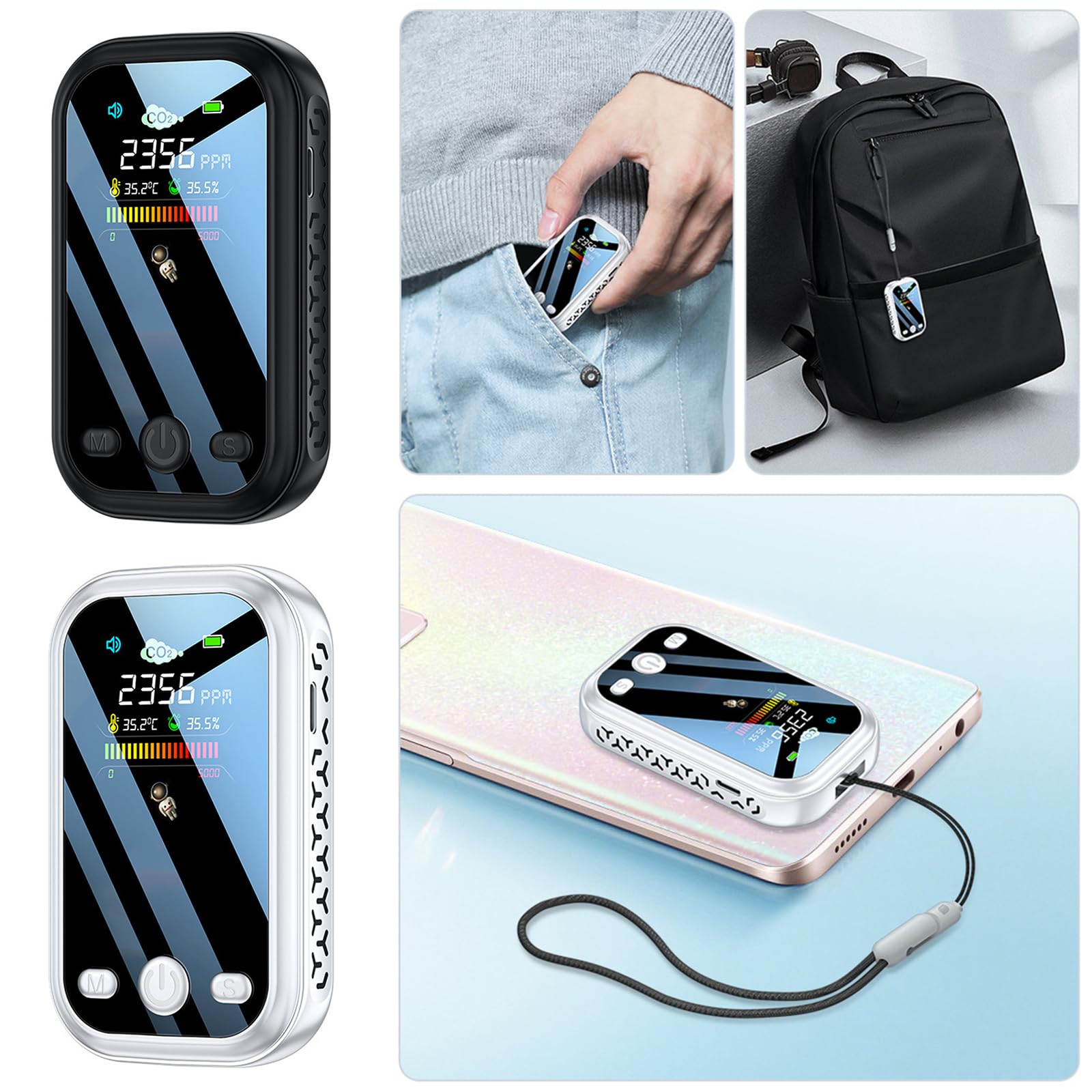 CO2 Detector Indoor Air-Quality Monitors Digital CO2 Meter Carbon Dioxide Detector Air Tester for CO2 Alarm