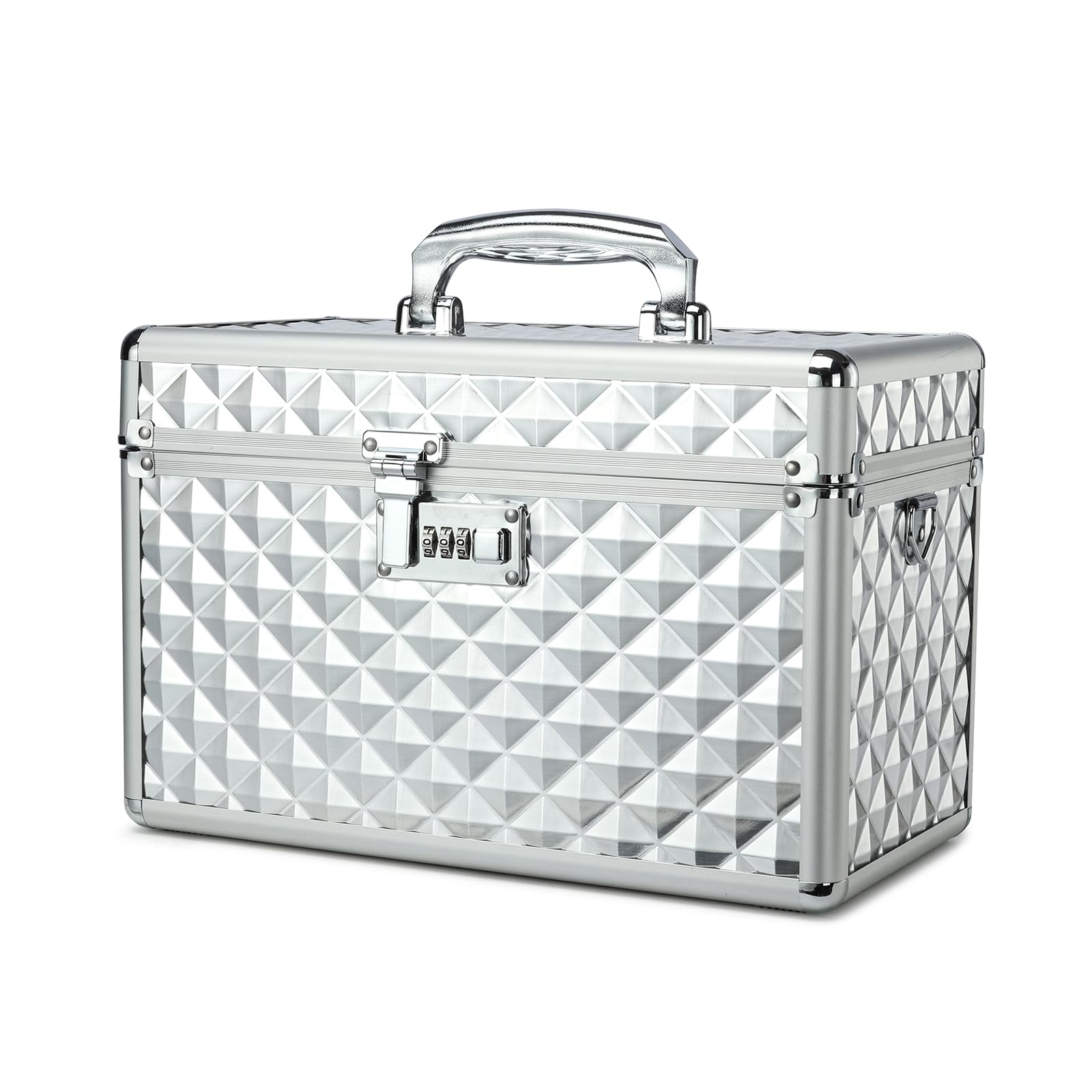 HEWEI WORKS Medication LockBox with Combination, Lockable Medicine Storage Box, Security Lock Box, Medical Organizer, Multipurpose LockBox for Home and Outdoor (Silver, Large)