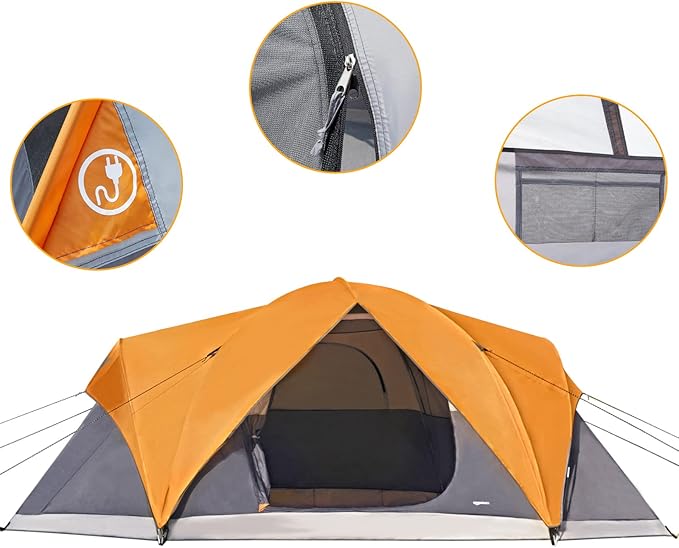 Carpa Camping Amazon Basics 8 Personas Domo Naranja/Gris miniatura 2