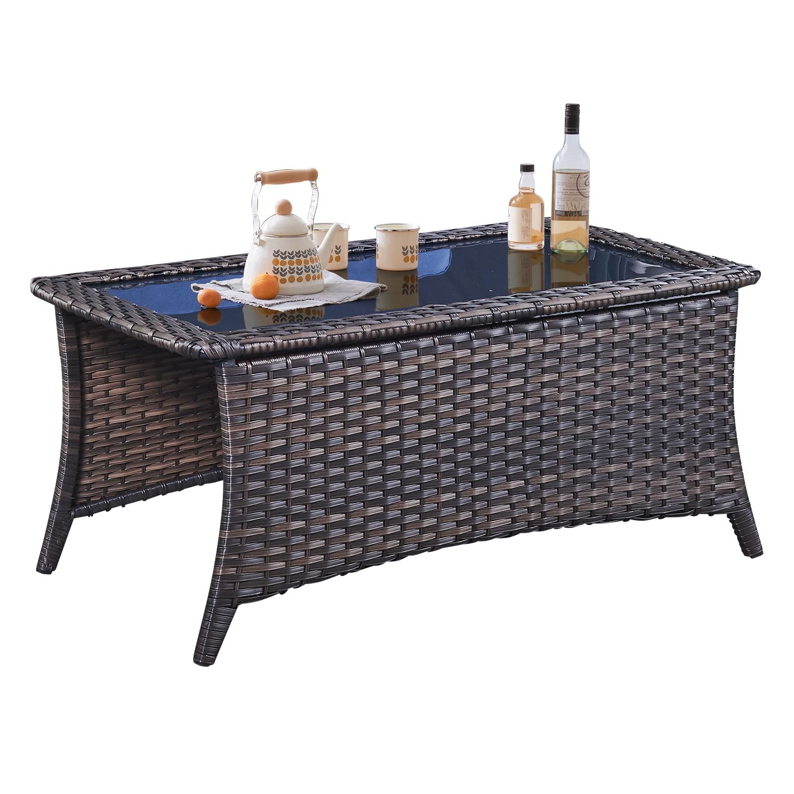 Belord Glass Wicker Table