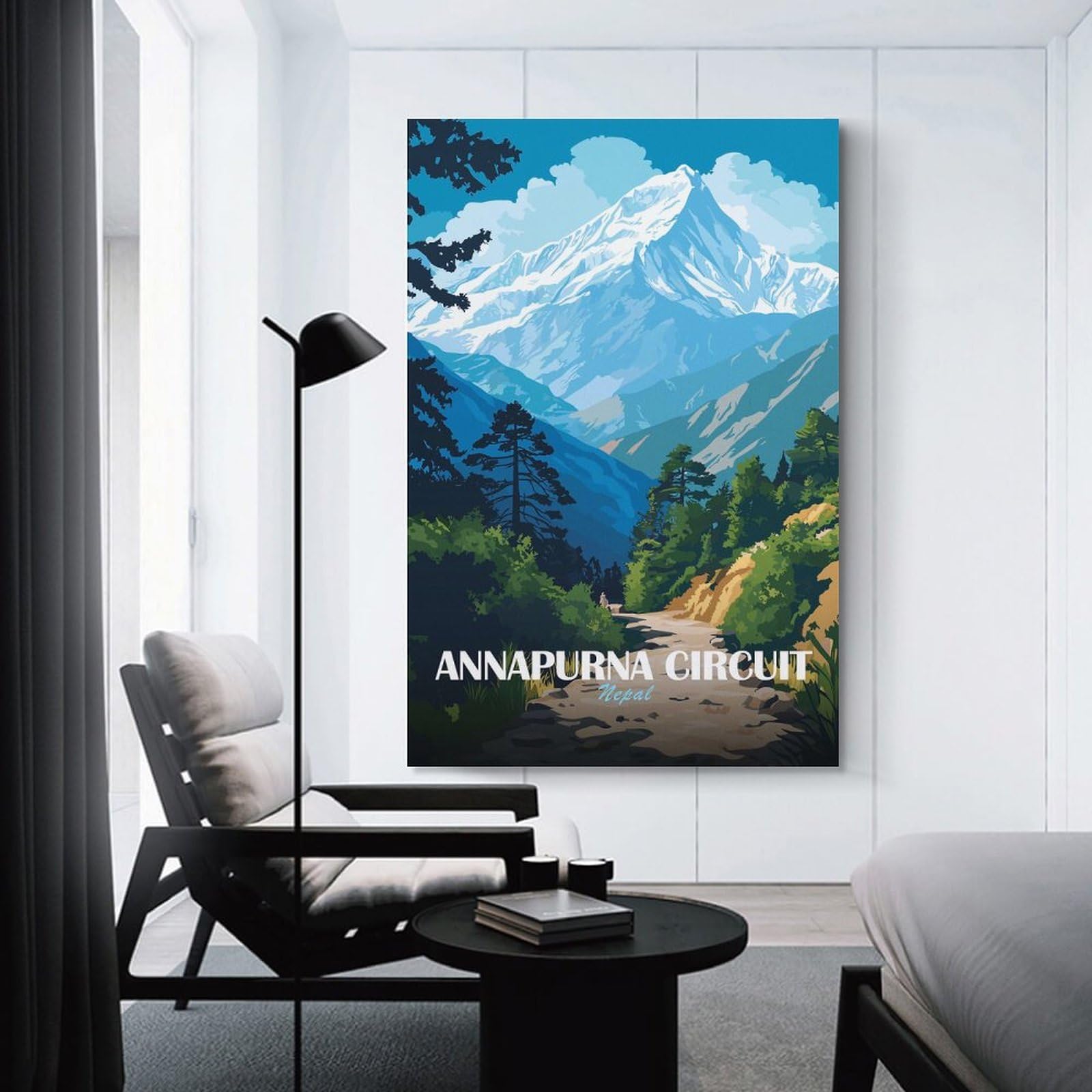 Junmoney Decorative Canvas Print Annapurna Circuit Nepal Mountain Landscape, 24x36inch(60x90cm), for Study, Office Or Apartment Decor, Gift Idea for Housewarming And Birthdays