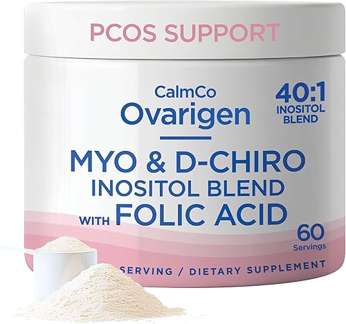 CalmCo Ovarigen - Suplemento de mio-inositol y D-Chiro inositol para mujeres, polvo de inositol 401 con ácido fólico, suplementos de fertilidad para
