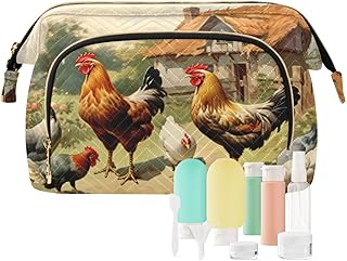 Kigai Rural Farmhouse Roosters Makeup Bag Cos...