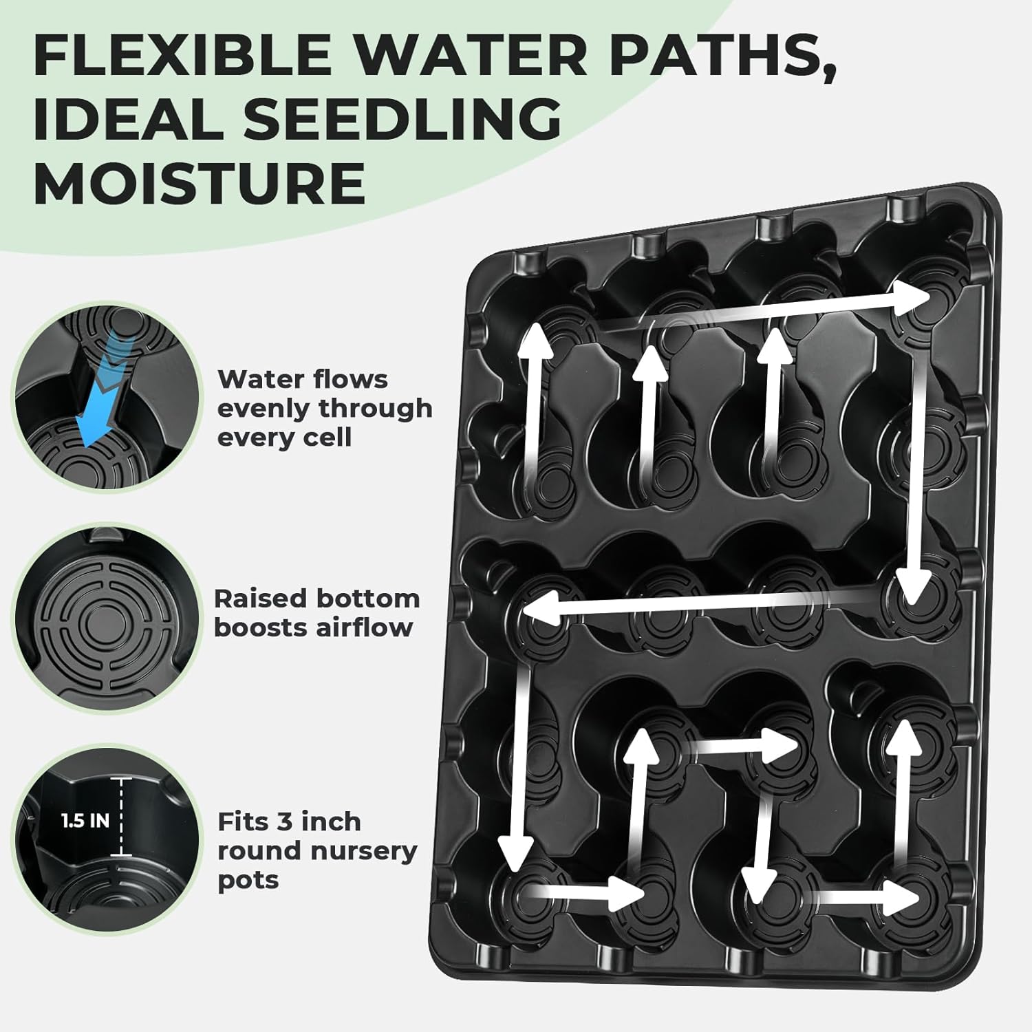 homenote 3 Inch Seed Starting Trays with Clear Nursery Pots, 5-Pack 20-Cell Seedling Starter Trays & 3" Nursery Pots 100 Pcs with Drainage, Plant Starter Germination Trays for Indoor Outdoor Growing