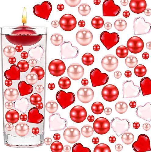 Cqueni 10086 piezas de relleno de jarrón para el día de San Valentín perlas flotantes rojas y rosadas cuentas de agua transparentes para decoración