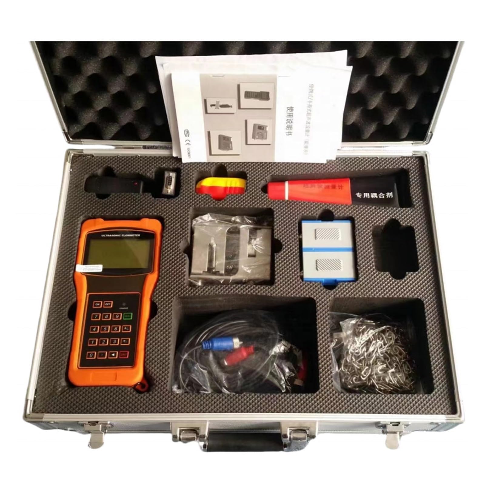 Handheld Portable Converter Clamp On Probe Ultrasonic Flowmeter for Industrial Inspection