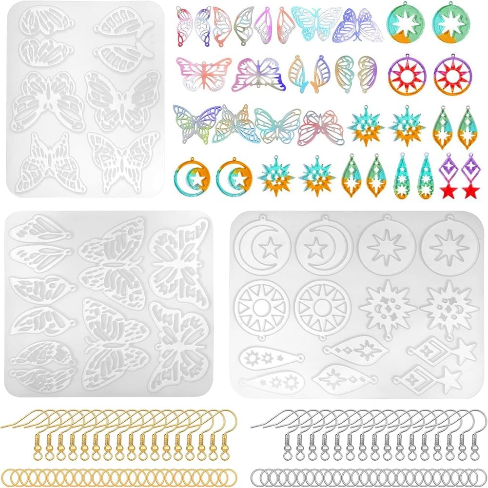 Vjsujehgy 143Pcs Resin Earring Mold Kit Silicone Resin Molds Resin Molds for Jewelry,DIY Art Craft