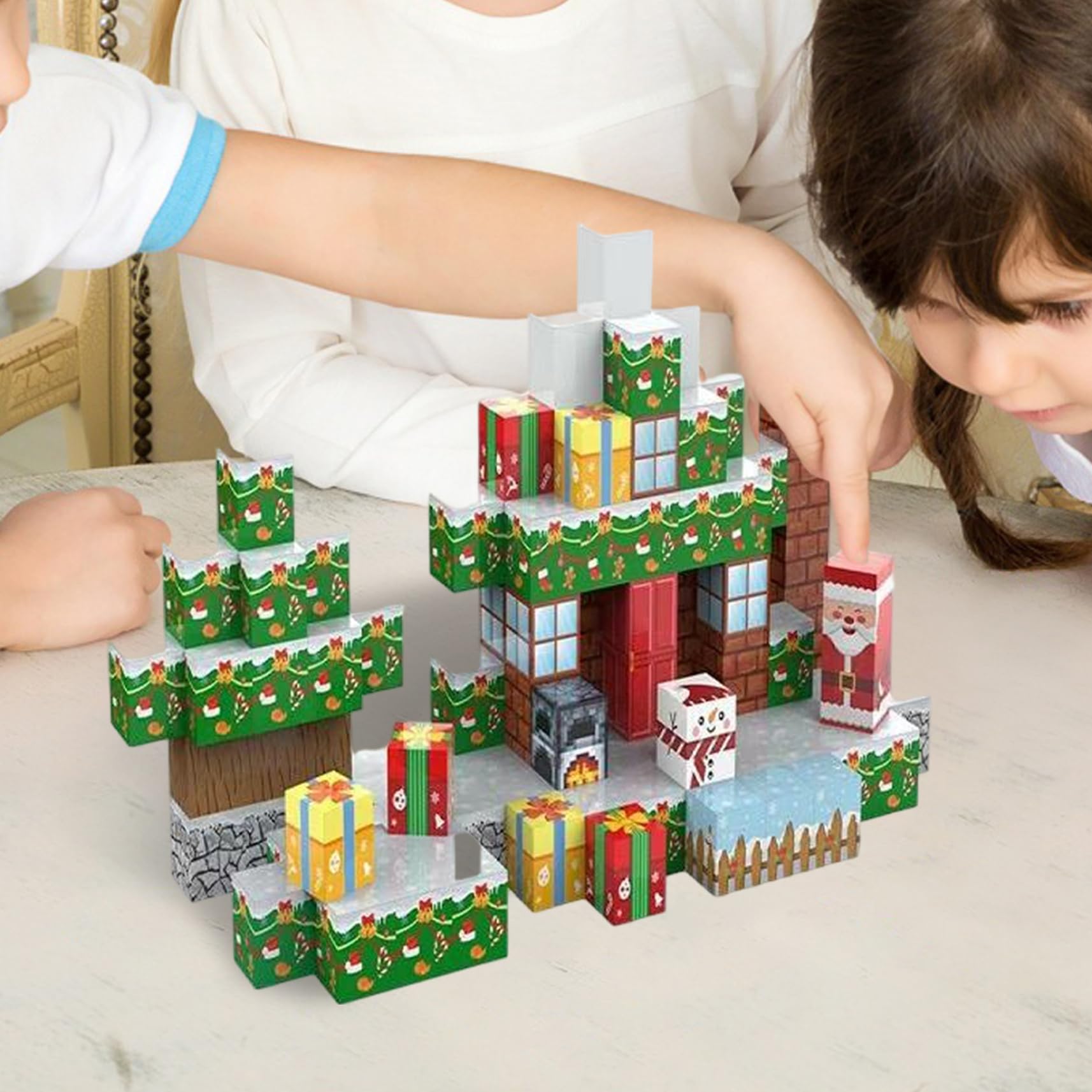 1 Set di cubi magnetici da costruzione per bambini da 3 a 10 anni a tema natalizio, blocchi magnetici scorrevoli creativi ed educativi per ragazzi e ragazze, giocattoli da costruzione