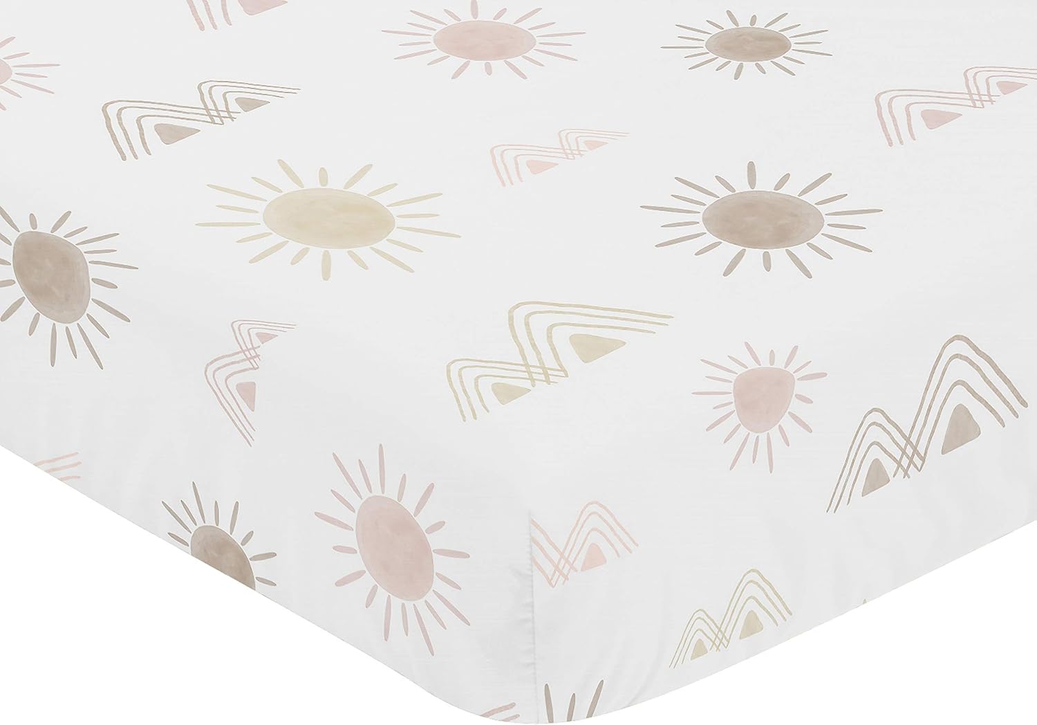 Sweet Jojo Designs Fitted Baby Crib Sheets (Boho Desert Sun) for Girls, Infant Nursery, Toddler Room - Standard Size (Bohemian, Watercolor Mountains, Southwest, Nature, Outdoors, Minimalist Geometric)