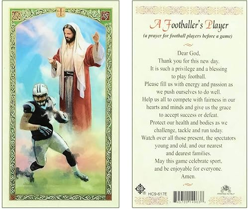 Gigi's Classy Kids Tarjetas de oración laminadas de fútbol de un futbolista - Paquete de 25 - Inglés
