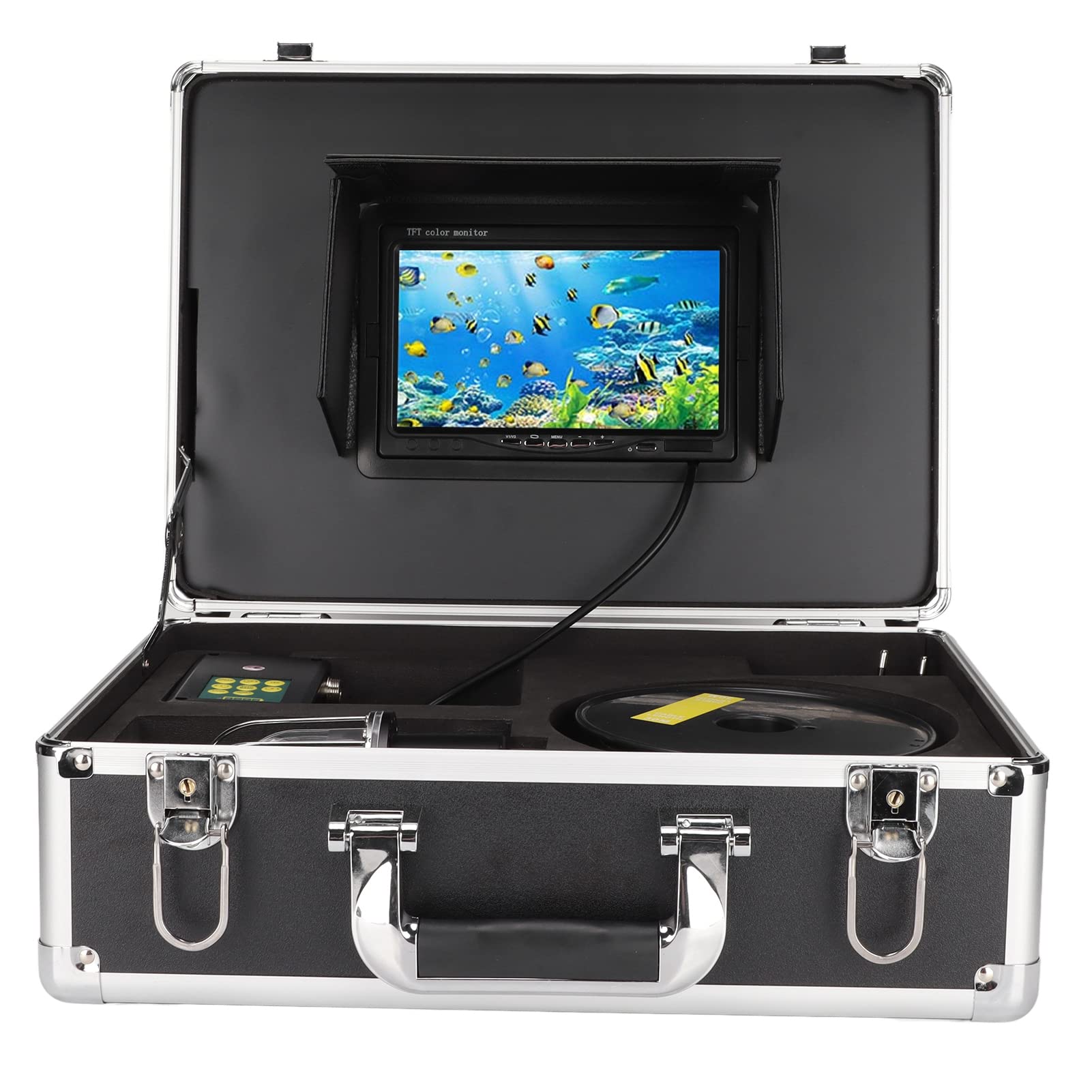 Cámara de Pesca Buscador de Peces con Vídeo Portátil Submarina con Pantalla a Color TFT de 7 Pulgadas, 20 Luces LED 30 M CCD800TVL AHD1080P Submarina Panorámica para Lago Helado Yen