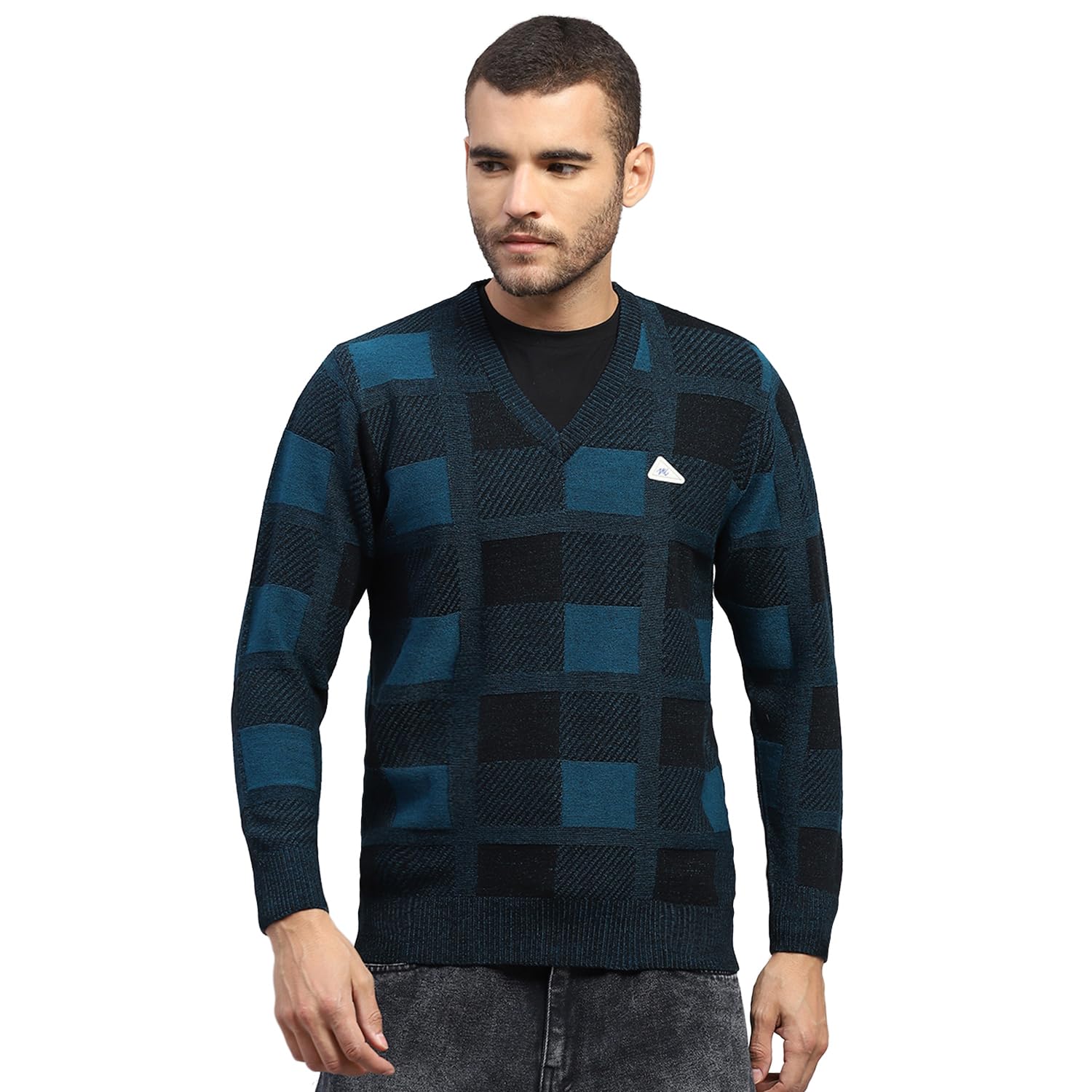 Men's Regular Fit Printed V Neck Pull On Closure Full Sleeve Winter Pullover | Warm Woolen Sweater for Men |Comfortable Knitted Winter Wear for Men (Pack of 1)