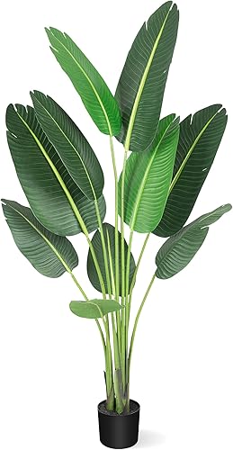 Miniatura 7 de Árbol artificial de 5 pies, planta artificial de palmera, ave del paraíso artificial para decoración del hogar, interiores y exteriores, oficina (60