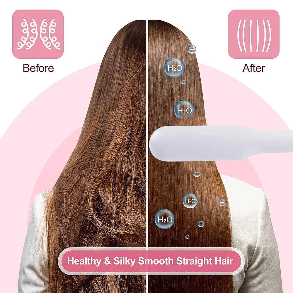 Spazzola per capelli multifunzione 2 in 1, per riscaldare i capelli caldi, spazzola anti-scottatura, ferro lisciante, strumenti styler