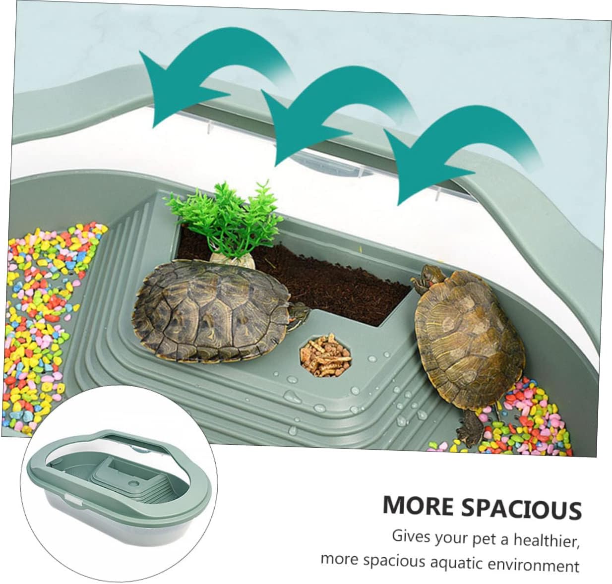 Turtle Tank Terrarium with Basking Platform 20-Gallon Reptile Aquarium for Turtles and Aquatic Pets Sturdy Non-Toxic Materials Easy to Clean