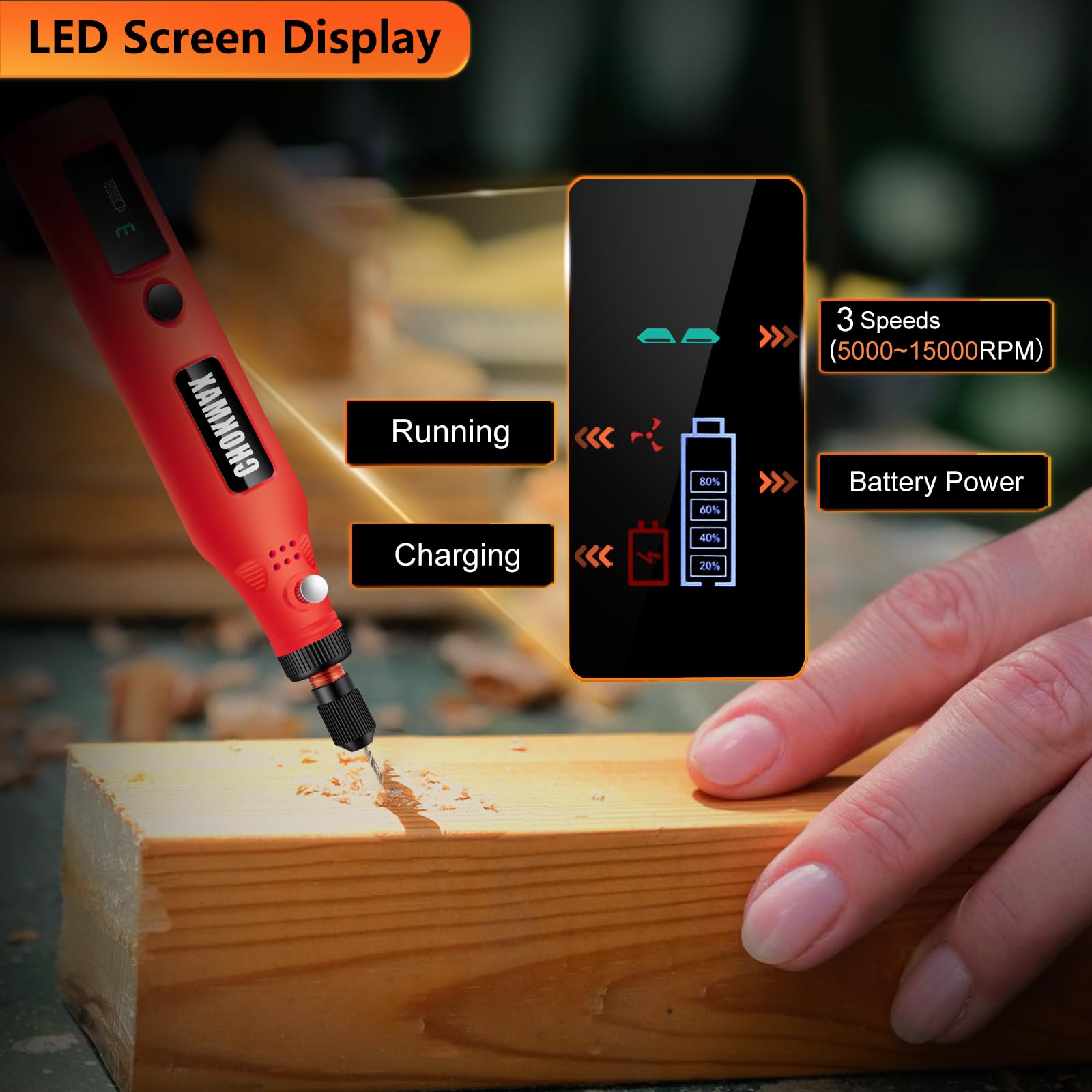 Mini utensile rotante senza fili kit smerigliatrice 3 velocità 72 accessori ricarica USB-C levigatura lucidatura rettifica