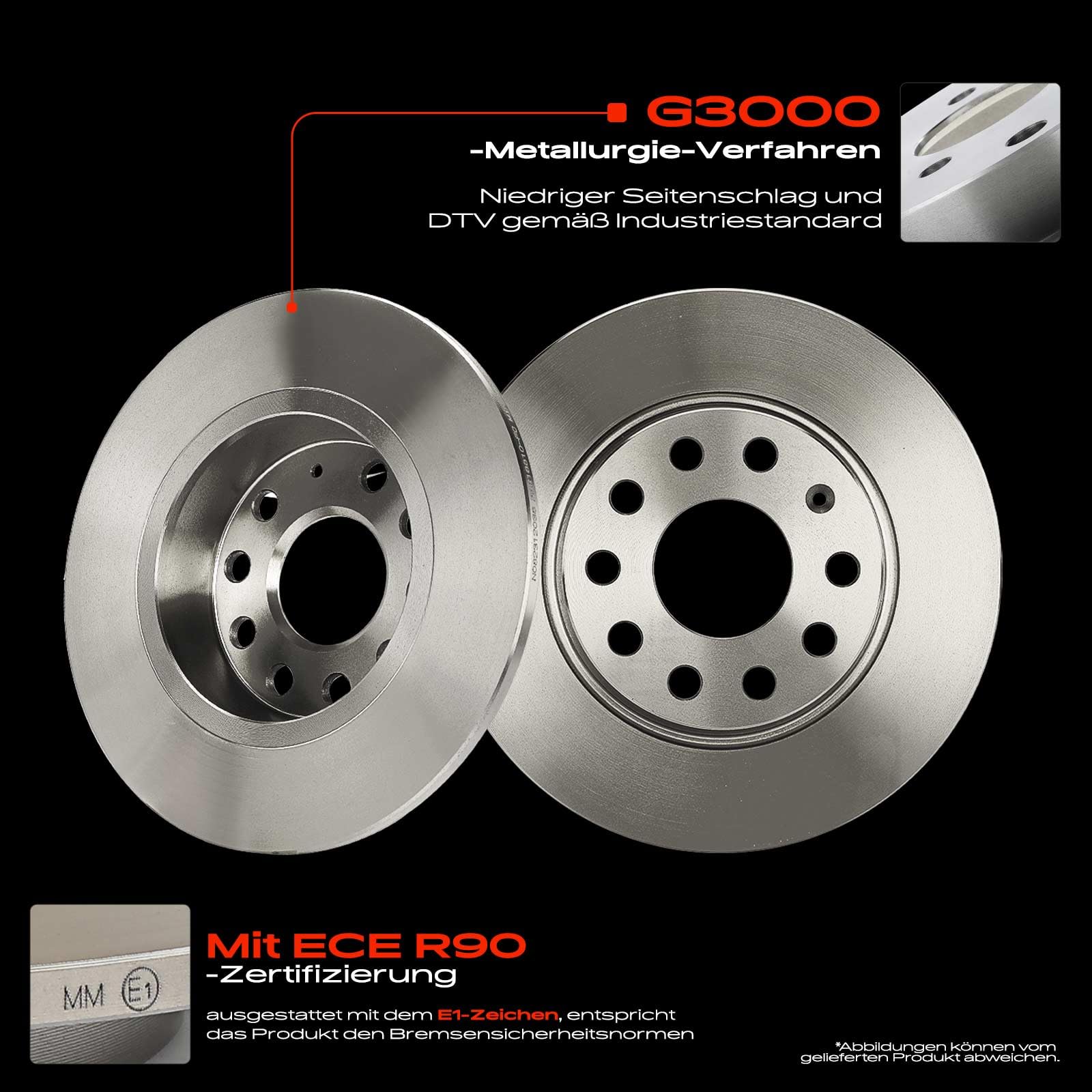 Frankberg Bremsensatz inkl. 2x Bremsscheiben + 4x Bremsbeläge Hinten Kompatibel mit K.a.r.o.q ND7 NU7 Golf VII 5G1 BE1 BE2 BQ1 A3 Sportback Replace# 5Q0615601D