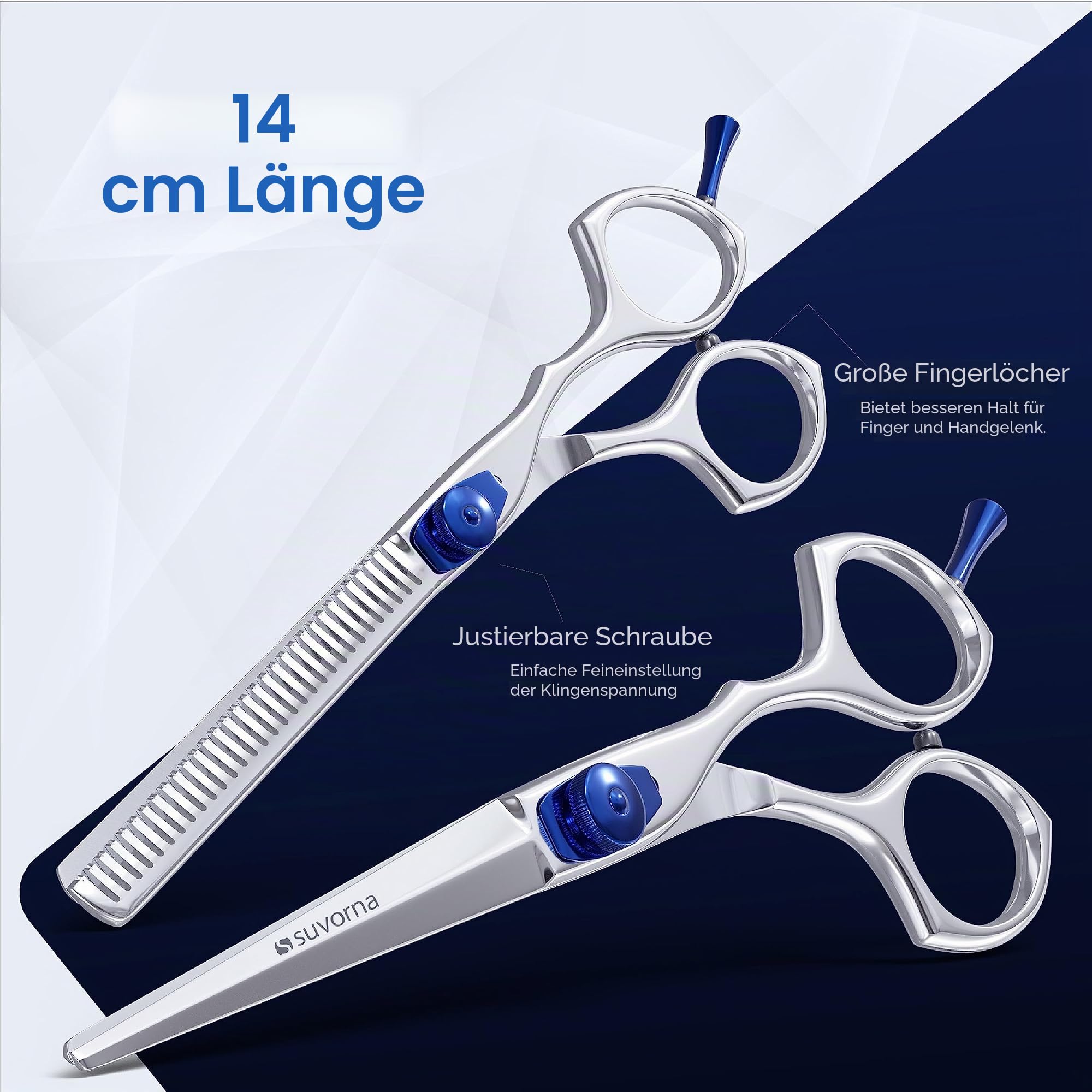 Suvorna 6 zoll haarschneideschere set - haarschere friseurschere - hair cutting scissors - friseur schere, barber scissors - Ausdünnen Schere. Exklusiv für Damen/Herren, Salongebrauch (2-teilige)
