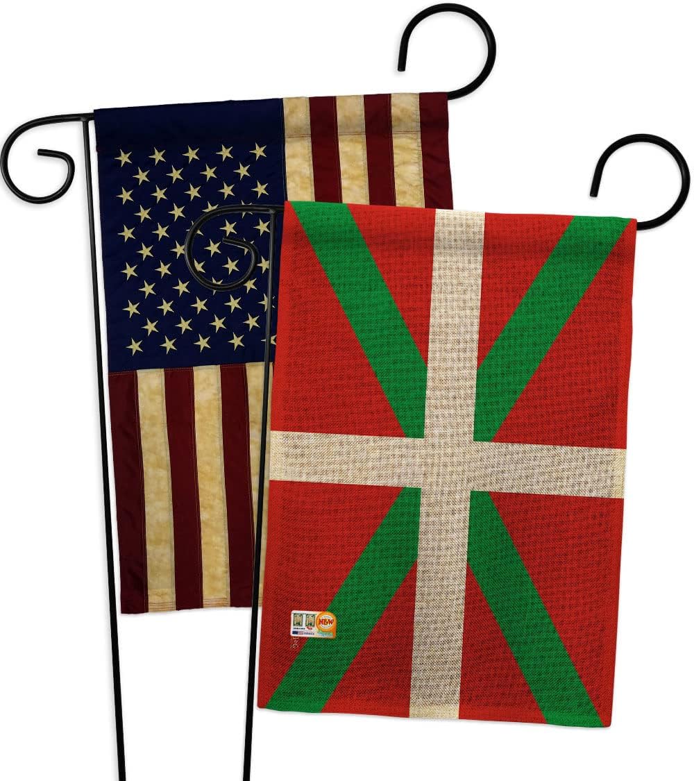 Basque Country Burlap Garden Flags Pack Regional Nationality Nation International World Particular Area USA Vintage Applique Small Decorative Gift Yard House Banner Double-Sided Made In 13 X 18.5