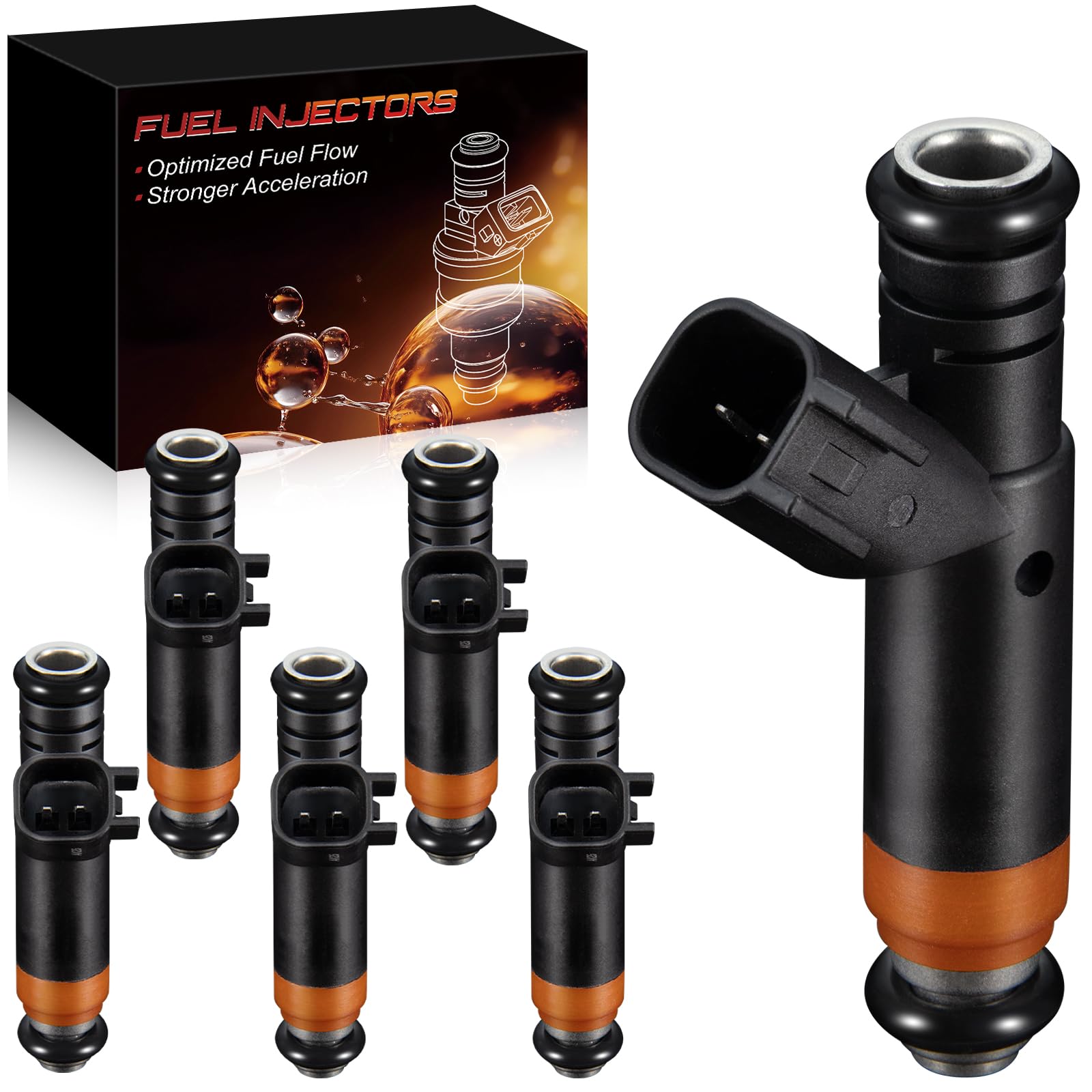 FJ460 4.2L V6 Fuel Injectors Fits For:-Ford F150 1999-2003 F150 Heritage 2004, E150 2002-2003, E150 Eonoline/E150 Econoline Club Wagon/E250 Econoline 1999-2002, E150 Club Wagon 2003 (6 Pcs)