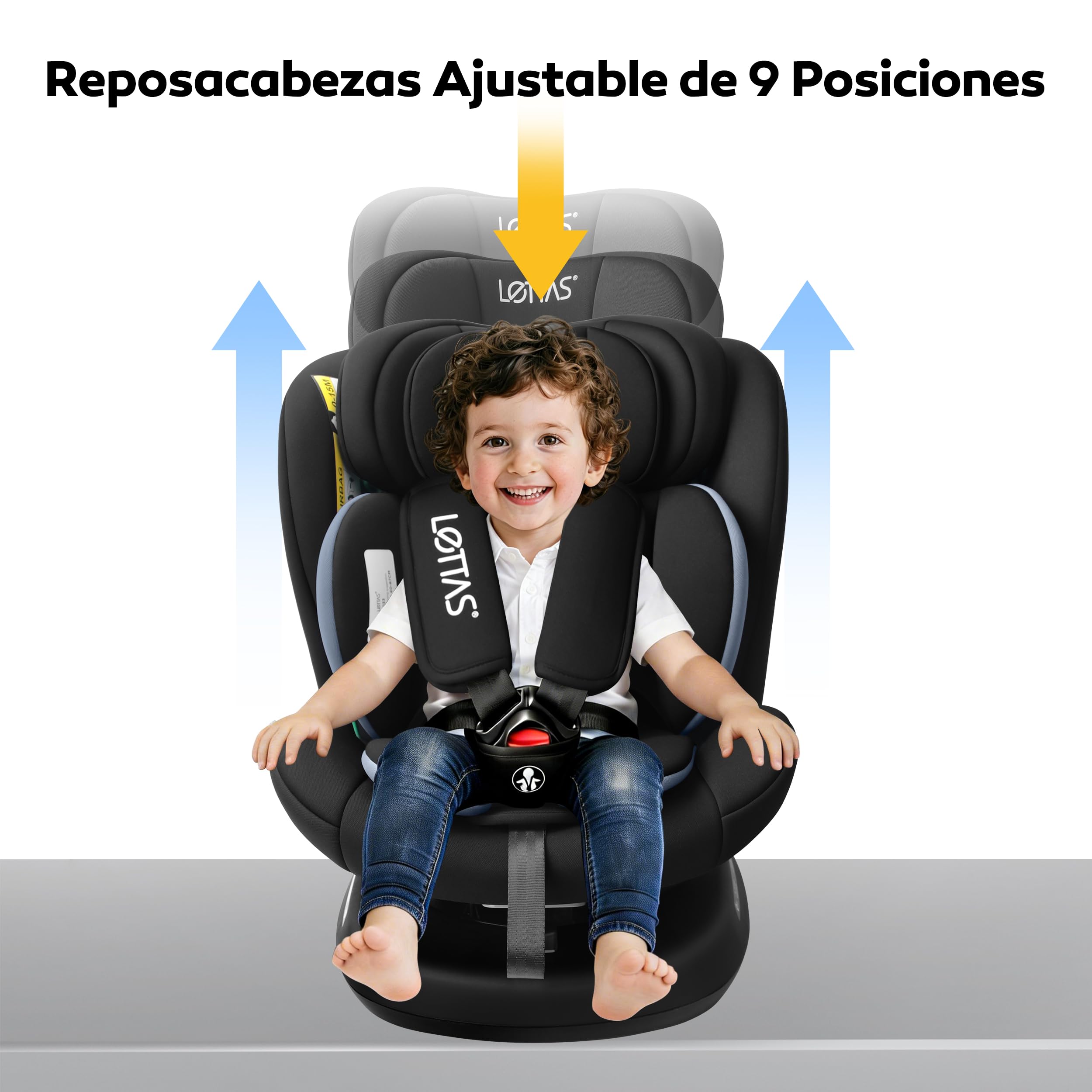 LETTAS 360 Giratoria i-Size Silla de Coche para Bebés y Niños, 40-150 cm (aprox. Nacimiento a 12 años) con Isofix, Reposacabezas Ajustable, ECE R129/04