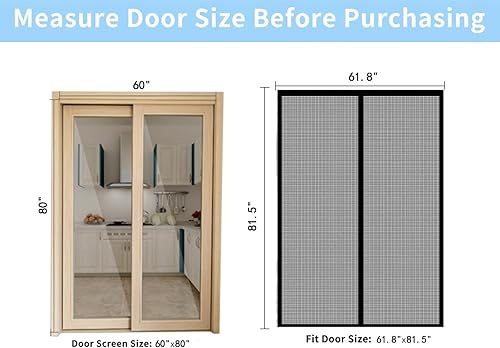 Miniatura 4 de Puerta mosquitera magnética  Imanes autosellantes, cierre de red de malla reforzada de fibra de vidrio resistente para puerta corredera, patio,