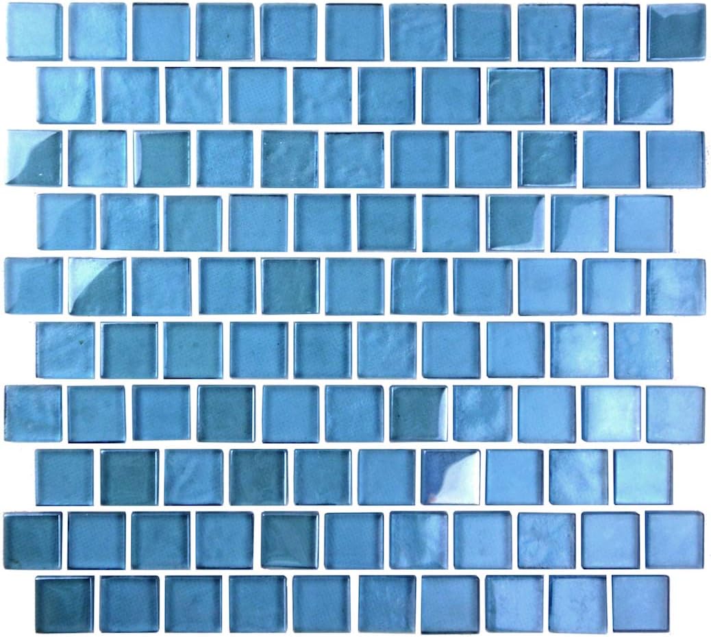 Abolos Landscape 12" x 12" Pool Rated Danube Blue Glass Mosaic Backsplash Wall Tile (12 SqFt/Case)