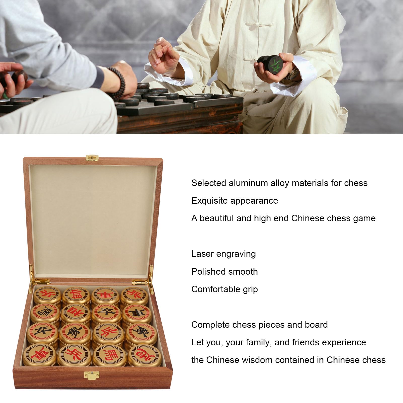 Set di scacchi cinesi WW Xiangqi in lega di alluminio Set di scacchi cinesi portatile con tavola pieghevole EEE