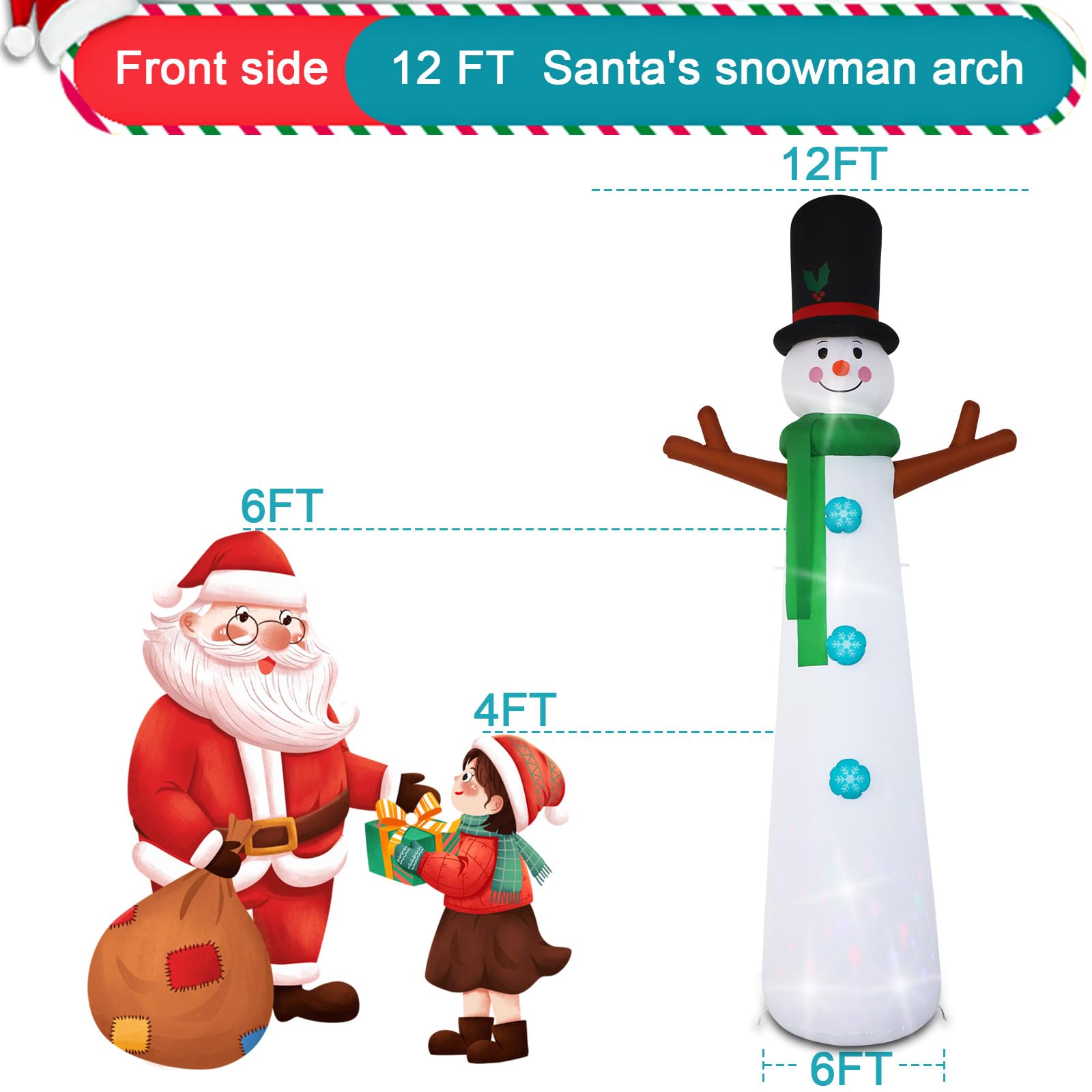 Noël gonflable 12ft mince bonhomme de neige ornement...