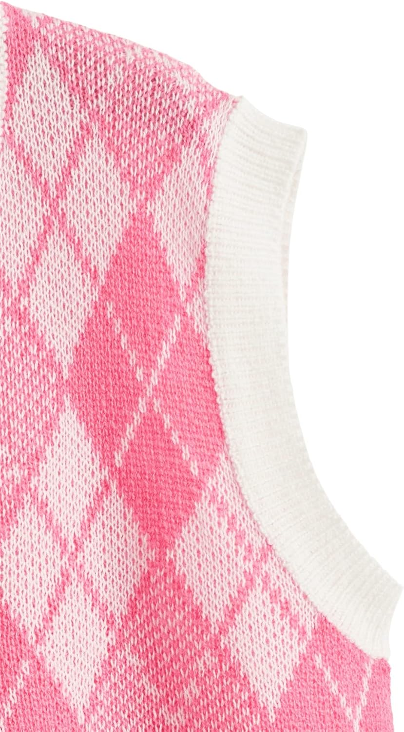 SweatyRocks Women's Sleeveless V Neck Knit Sweater Vest Skull Print Crop Tank Top - Image 4