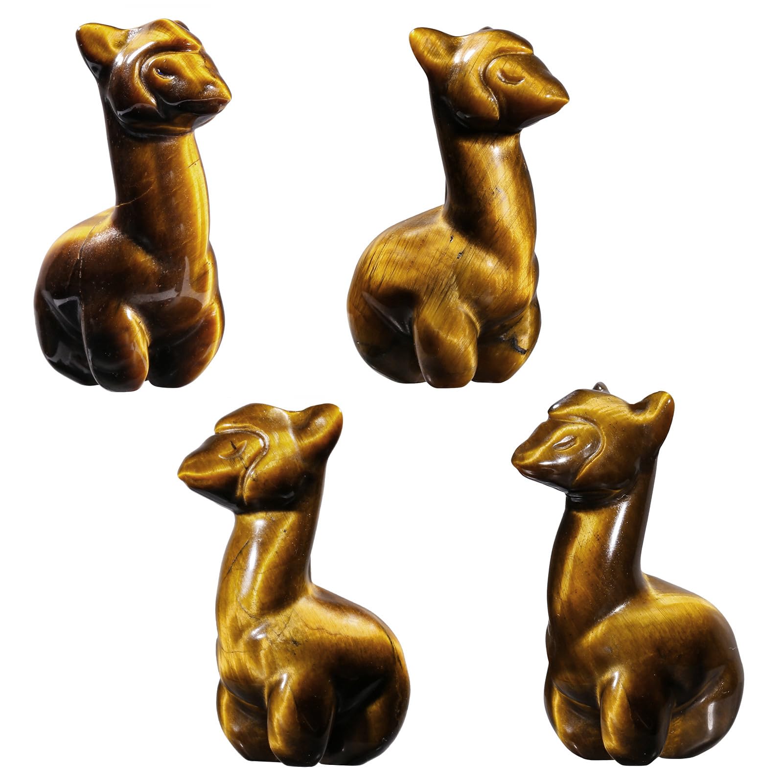 Nupuyai Tiger's Eye Crystal Stone Sheep Alpaca Statue, Carved Animal Figure Stones Pocket Figurine Ornament Good Luck Home Office Decor - Image 4