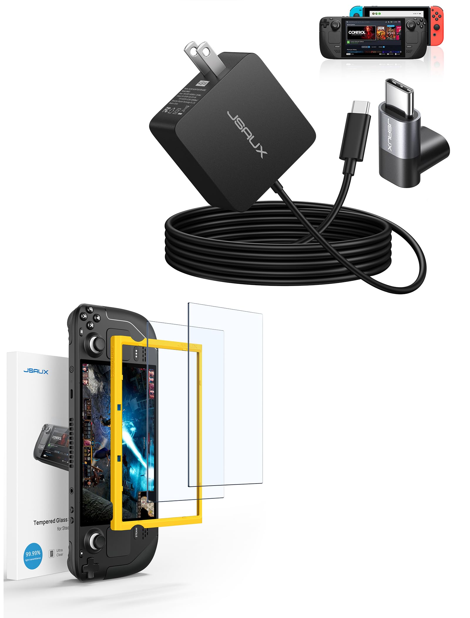 Amazon.com: 2-Pack Steam Deck Screen Protectors + 45W USB C