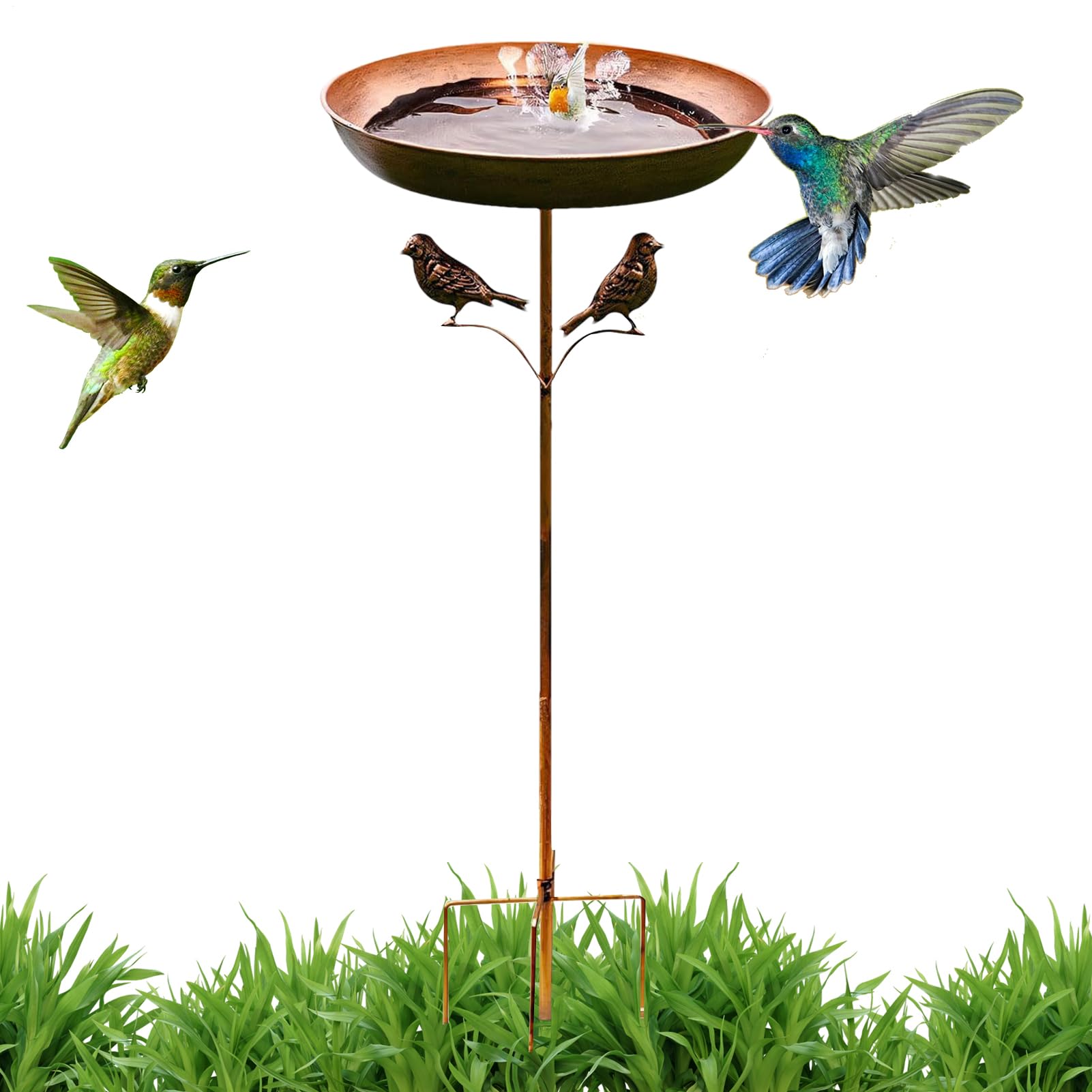 Bol de jardin pour oiseaux idéal pour animer et décorer une terrasse en métal
