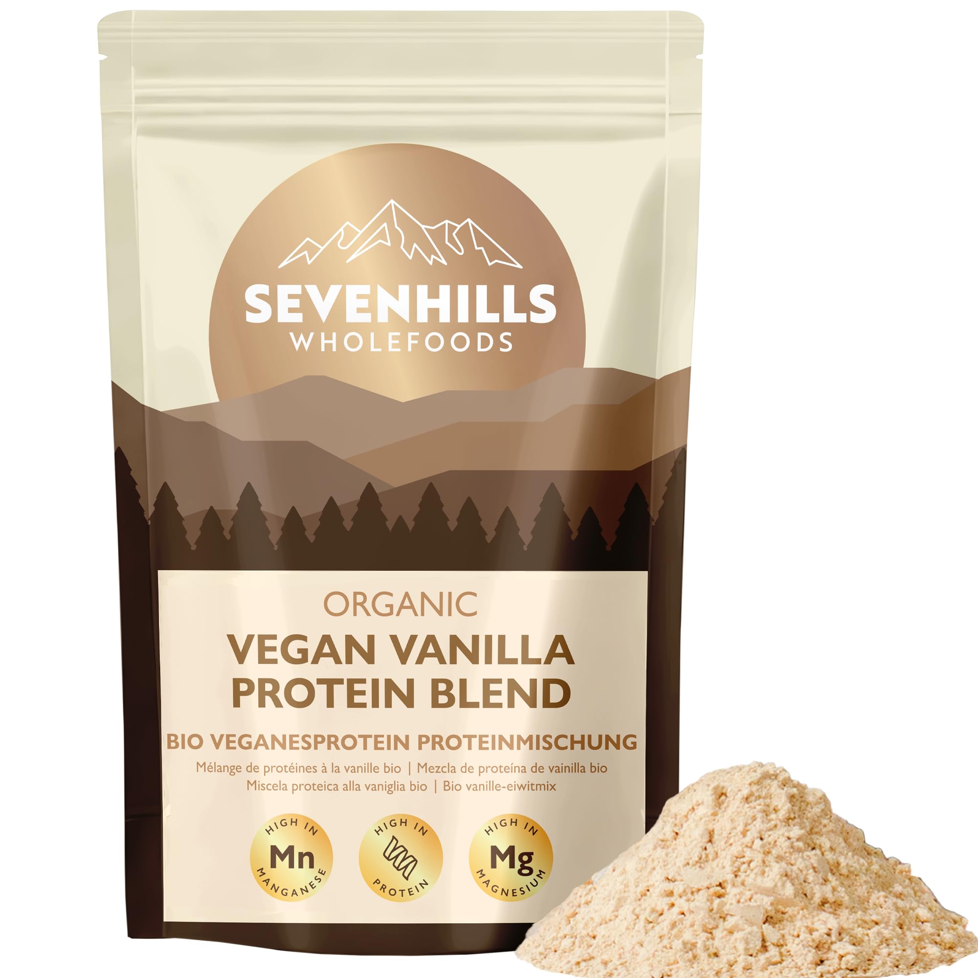 Sevenhills Wholefoods Proteine ​​Vegane in Polvere Biologiche Zenzero e Vaniglia | 30 porzioni, 22 g di proteine ​​per porzione | Proteine ​​di piselli, riso, zucca e canapa | 1,05 kg
