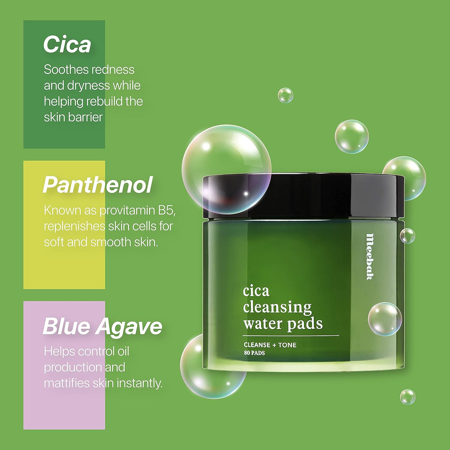 Cica Water Facial Cleansing Pads for Face, Pores, Exfoliating, Korean Makeup Remover 80ct : Everything Else
