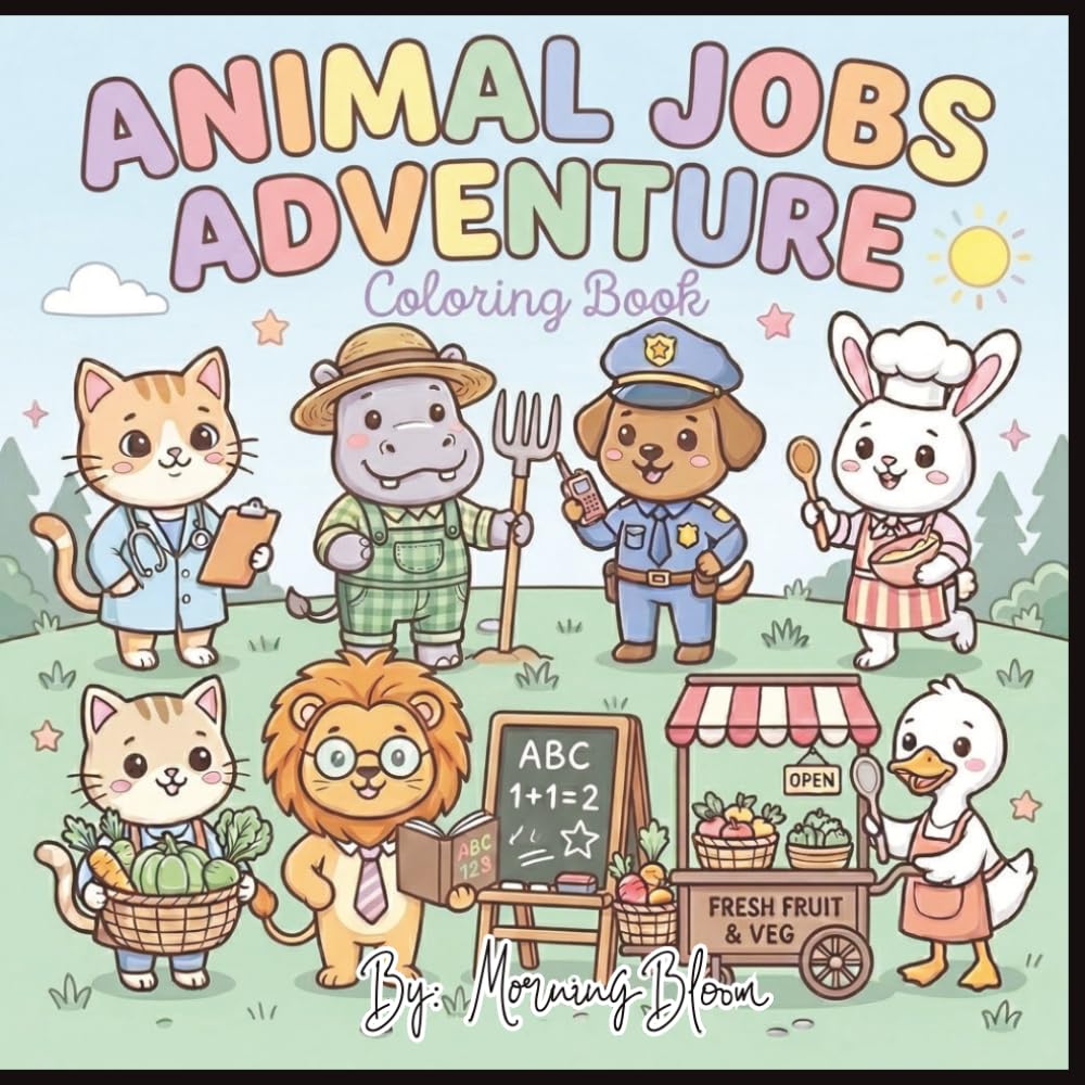 Animal Jobs Adventure: Adorable Role Play Coloring Book