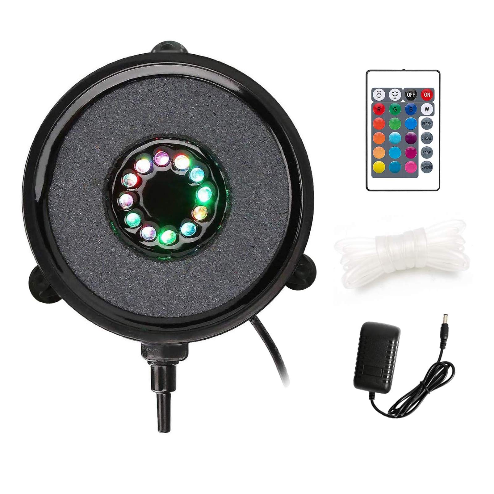 CDIYTOOL Aquarium Light LED Fish Tank Bubbler Light, Remote Controlled Air Stone Disk Lamp with 7 Color Changing Waterproof Air Bubble Stone for Fish Tanks Ponds for Garden Pool Party Lighting