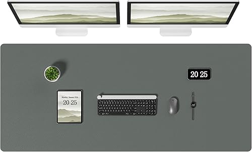 Miniatura 18 de Aothia Protector de escritorio de cuero - Alfombrilla grande para mouse, alfombrilla de oficina, secante antideslizante de cuero PU, almohadilla de