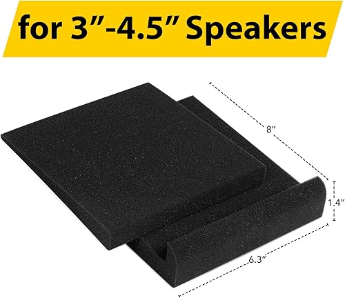 Miniatura 2 de Sound Addicted - Almohadillas de aislamiento para monitor de estudio para altavoces pequeños de 3 a 4.5 pulgadas, par de 2 soportes acústicos de